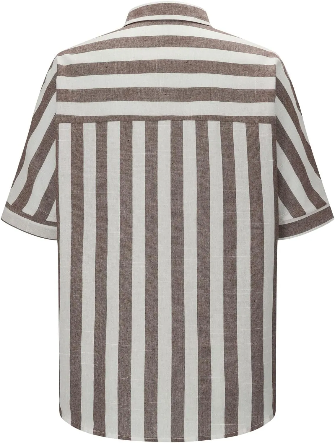 Womens Cotton Linen Stripes Shirts with Pockets Short Sleeve Button Down Summer Tops Collar V Neck Casual Loose Blouse