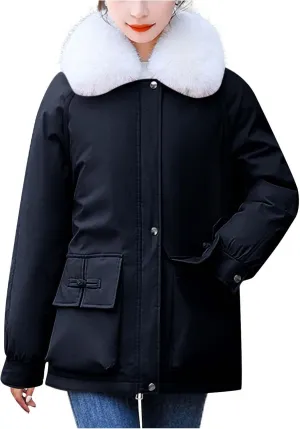 Women's Down Coat Winter Warm Puffer Jackets Thicken Quilted Puffy Jacket Parka 2024 Trendy Outwear with Fur Hood