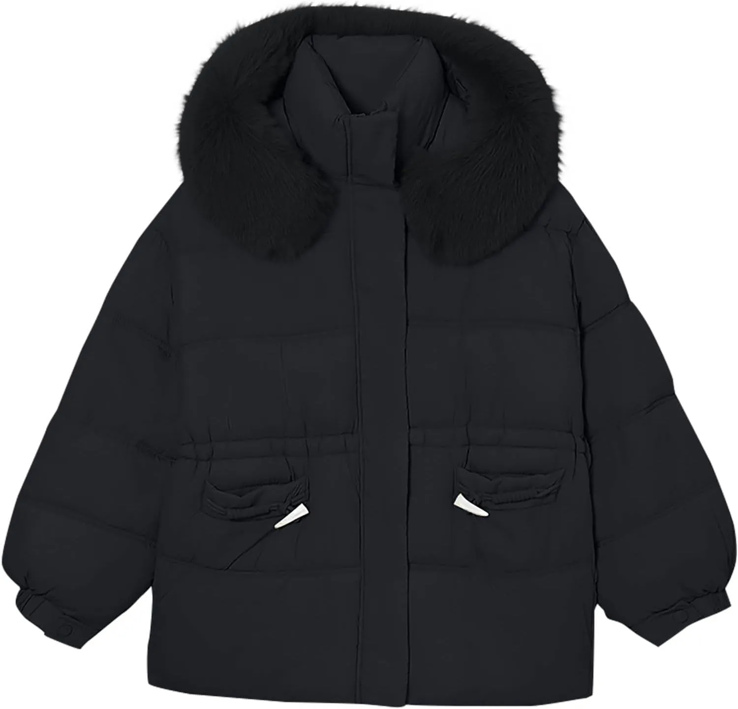 Women's Down Jacket Winter Long Puffer Parka Coat with Fur Hood Warmer Soft Comforable Jackets Solid Zipper Outwear