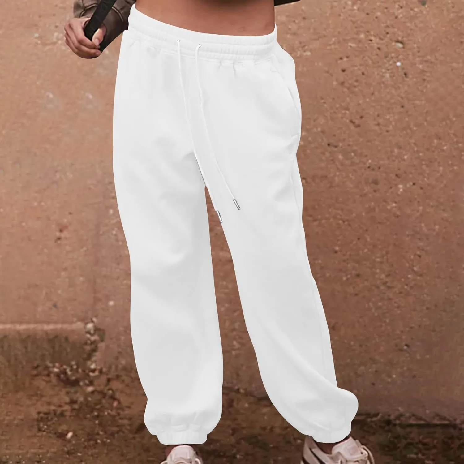 Women's Fall Sweatpants Fleece Lined Casual Pants Drawstring Jogger Pants High Waisted Baggy Pants Comfy Lounge Pants