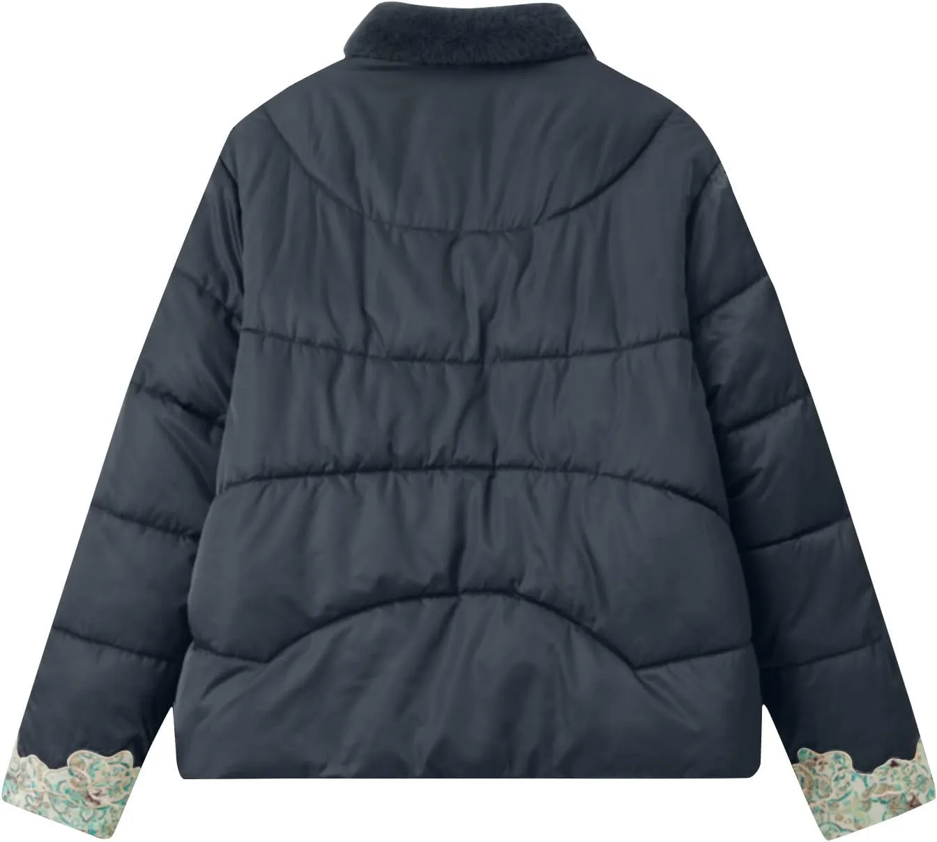 Women's Fashion Casual Thickened Embroidery Winter Warm Down Coat Jacket Trendy Warm Clothes Zip Up Puffer Outerwear