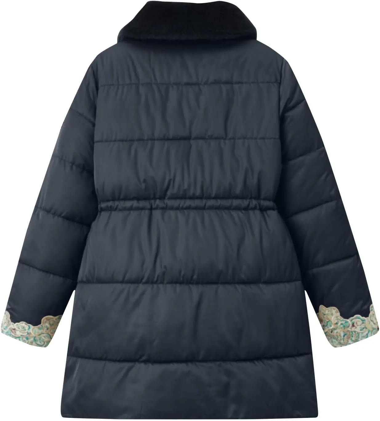 Women's Fashion Casual Thickened Embroidery Winter Warm Down Coat Jacket Trendy Warm Clothes Zip Up Puffer Outerwear