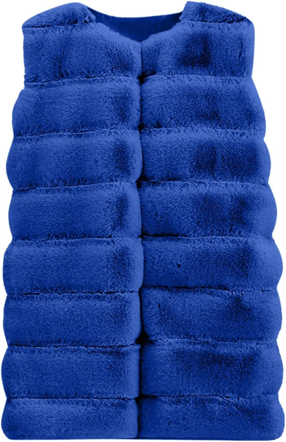 Womens Faux Fur Winter Coats Sleeveless Warm Jacket Sherpa Vest Plus Size Fuzzy Fleece Long Coat Outerwear with Pocket