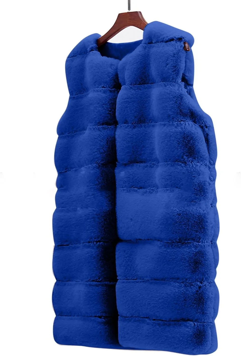 Womens Faux Fur Winter Coats Sleeveless Warm Jacket Sherpa Vest Plus Size Fuzzy Fleece Long Coat Outerwear with Pocket