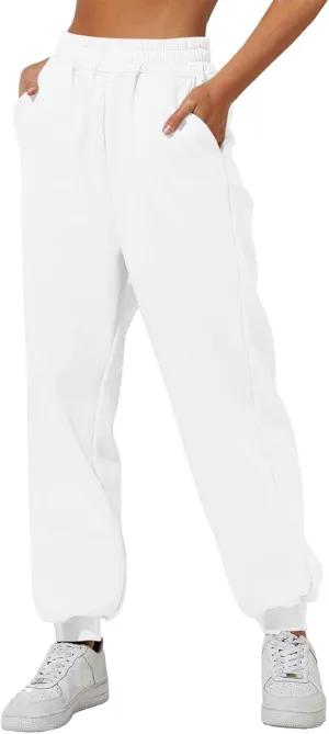 Women's Fleece Lined Joggers High Waisted Sweatpants Drawstring Strech Jogger Workout Active Baggy Lounge Bottoms
