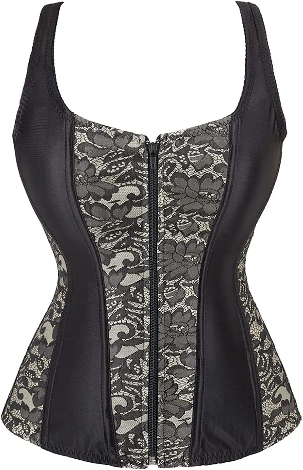 Women's Gothic Corset Jacquard Shoulder Straps Tank Plus Size Overbust Halloween Renaissance Victoria Bustiers