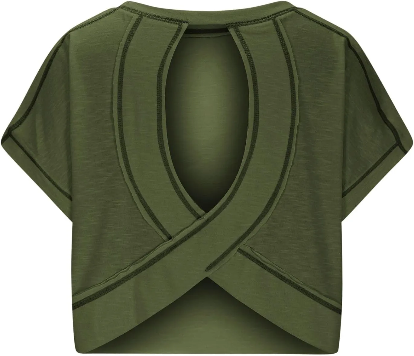 Womens Gym Yoga Tops Backless Casual Fashion Open Back Athletic Shirts Solid Color Running Crop Workout Tee Tops
