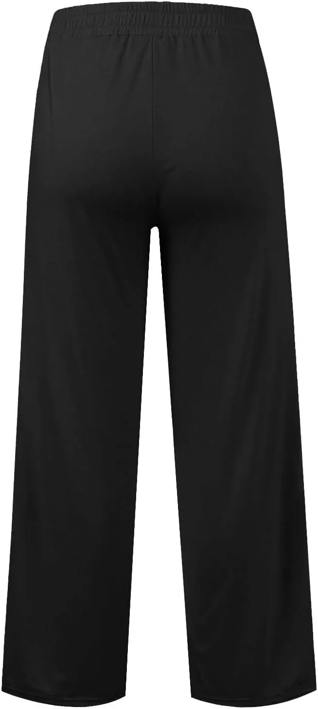 Womens High Waisted Wide Leg Lounge Sweat Pants Baggy Loose Athletic Joggers Pants Drawstring Comfy Flare Sweatpants