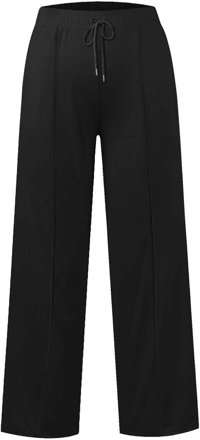 Womens High Waisted Wide Leg Lounge Sweat Pants Baggy Loose Athletic Joggers Pants Drawstring Comfy Flare Sweatpants
