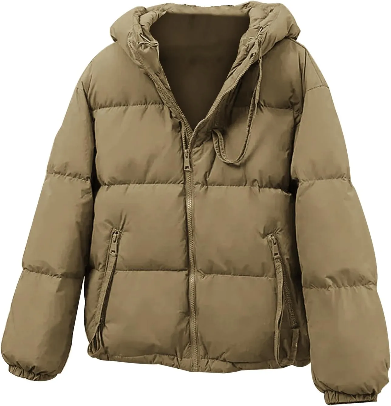 Womens Hooded Puffer Jacket Oversized Quilted Down Coat Lightweight Water Resistant Casual Outerwear for Warm Winter
