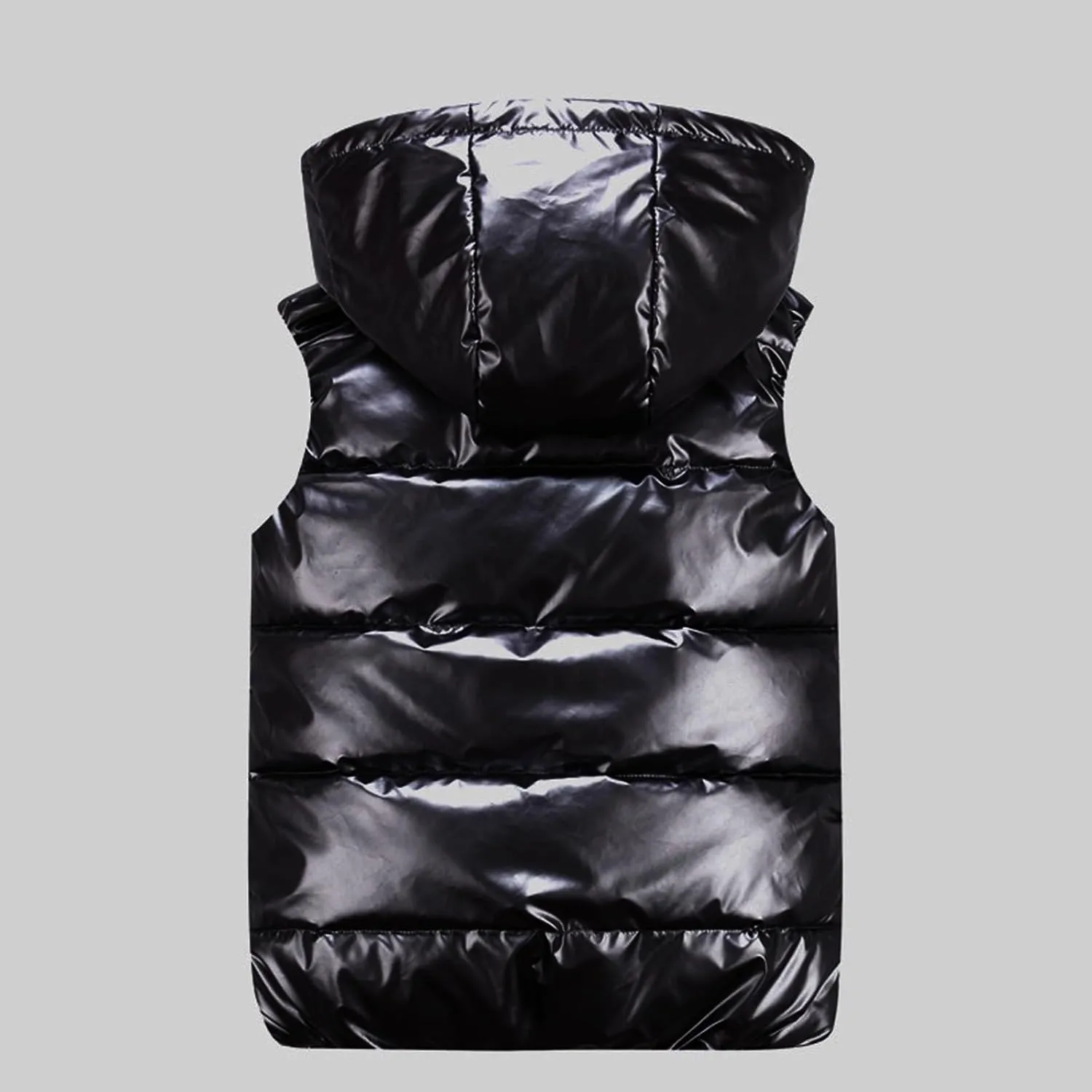 Women's Hooded Shiny Insulated Puffer Vest Sleeveless Down Puffer Jacket Unisex 2024 Winter Thermal Down Sleeveless Coat