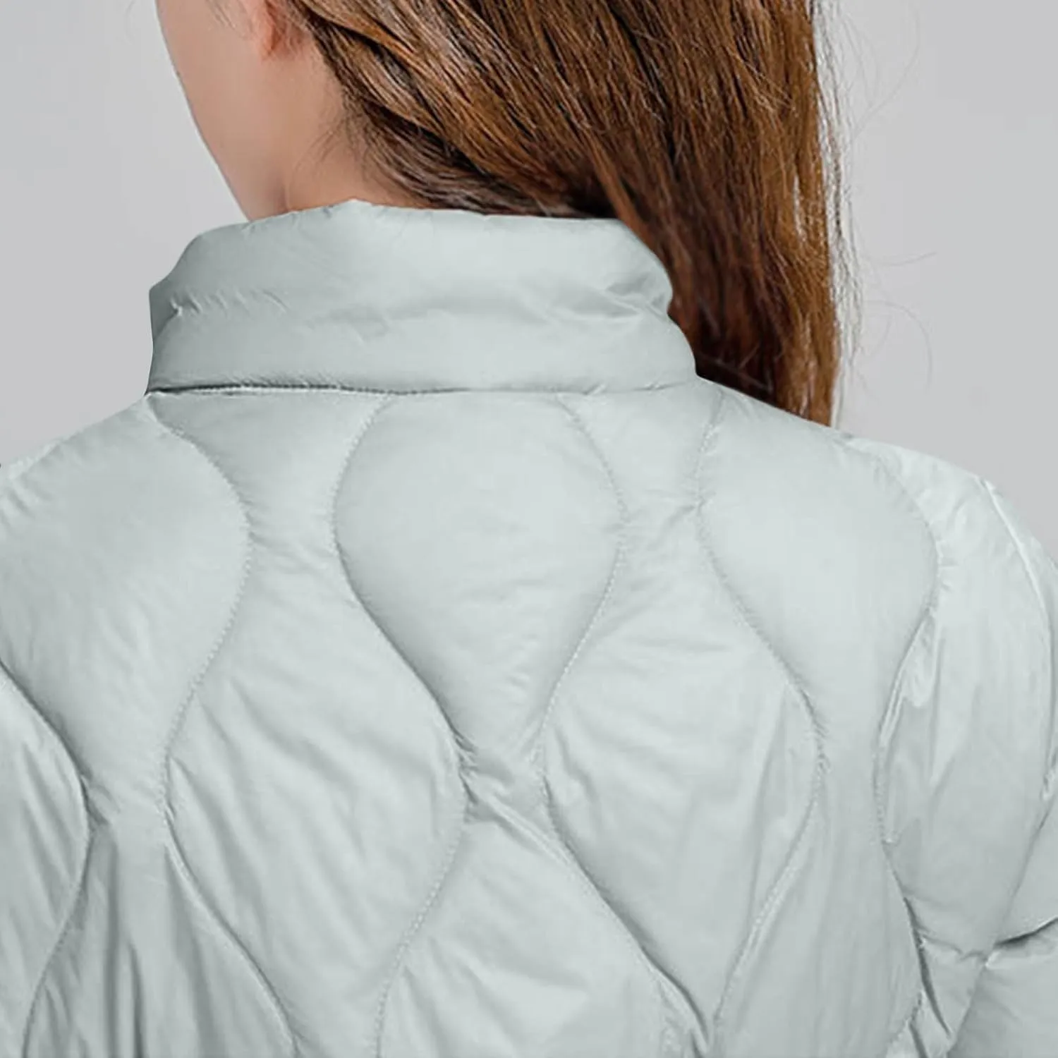 Women's Lightweight Puffer Jacket Plus Size Stand Collar Quilted Down Coat Winter Warm Jackets Outwear with Pockets