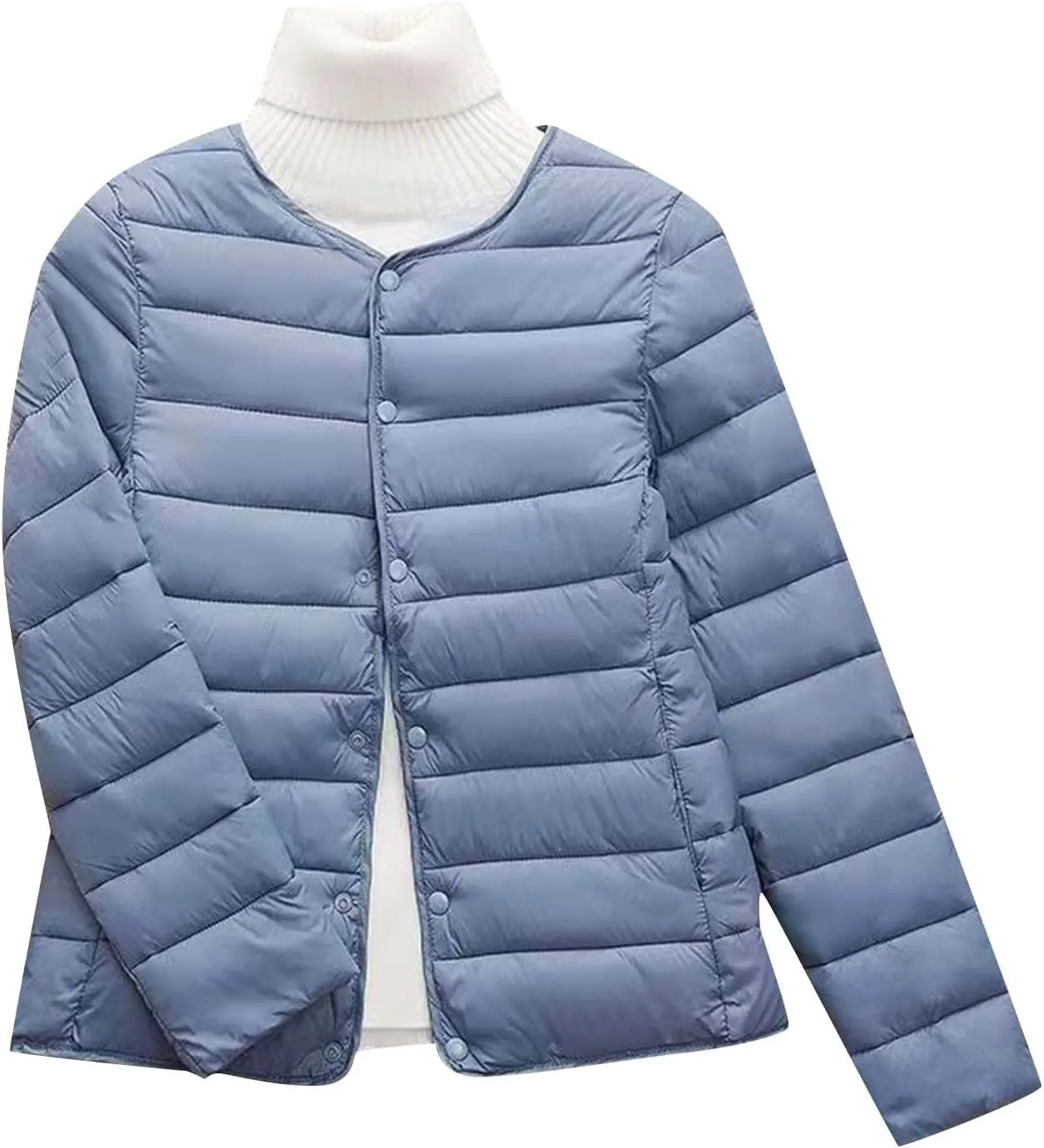 Women's Lightweight Puffer Jacket Winter Packable Quilted Padded Down Coat Plus Size Full Zip Outwear with Pockets