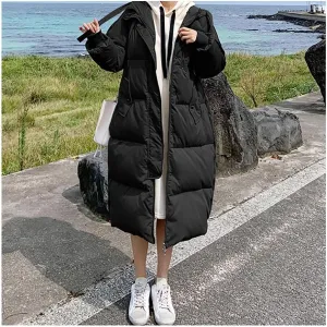 Women's Long Quilted Outerwear Down Jacket Outerwear Heavyweight Winter Down Parka Puffer Jacket (Color : Black, Size : XX-Large)