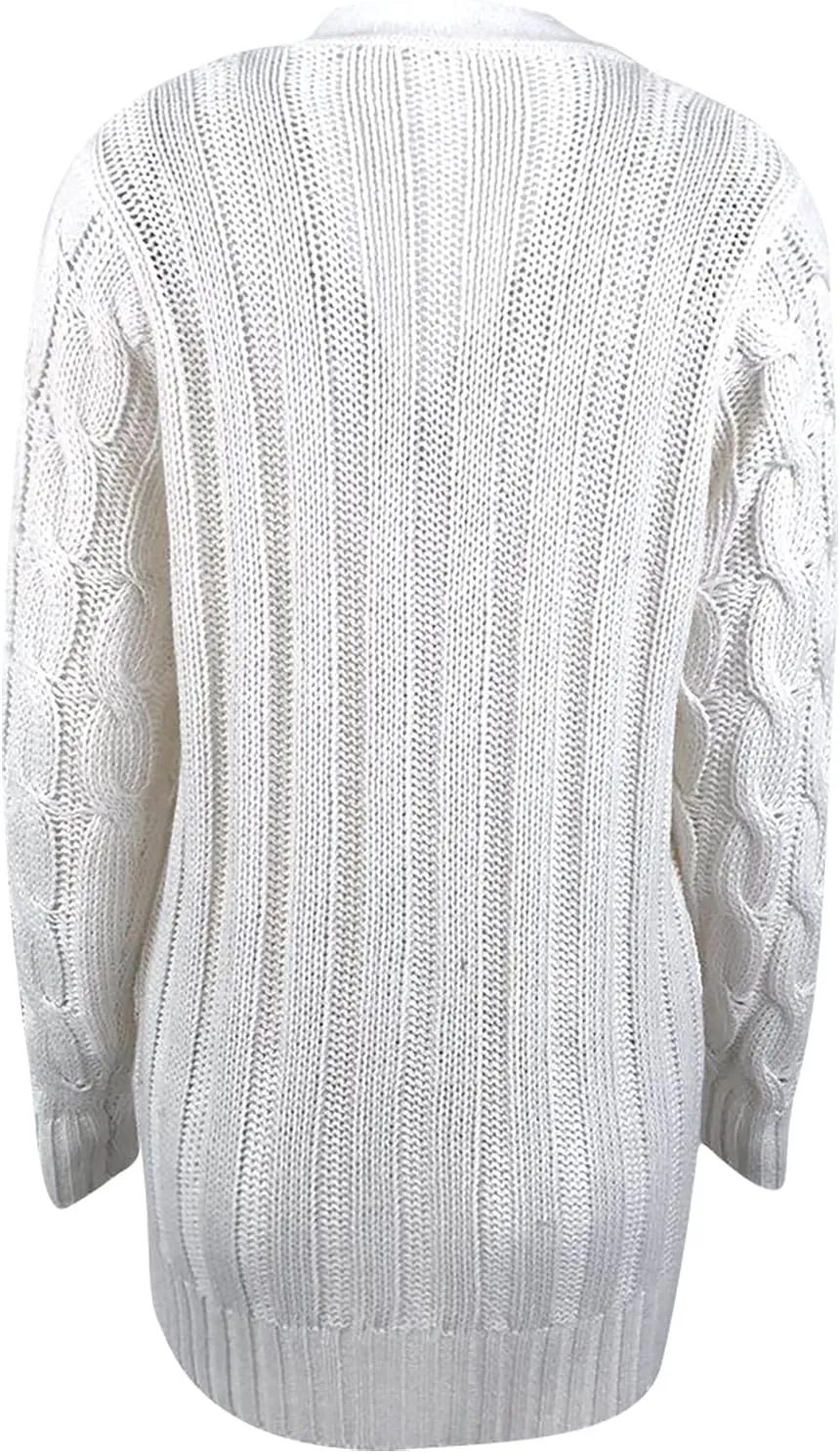 Women's Long Sleeve Cable Knit Cardigan Coats 2024 Fall Winter Fashion Button Down Chunky Soft Outwear with Pockets