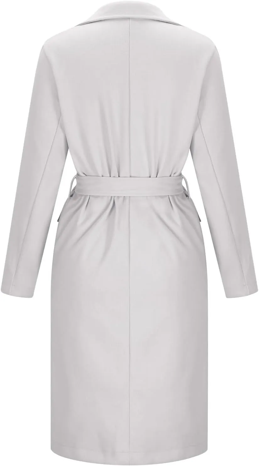 Womens Long Trench Coat Oversized Double Breasted Lapel Overcoat Outerwear with Belt 2024 Fall Winter Clothes
