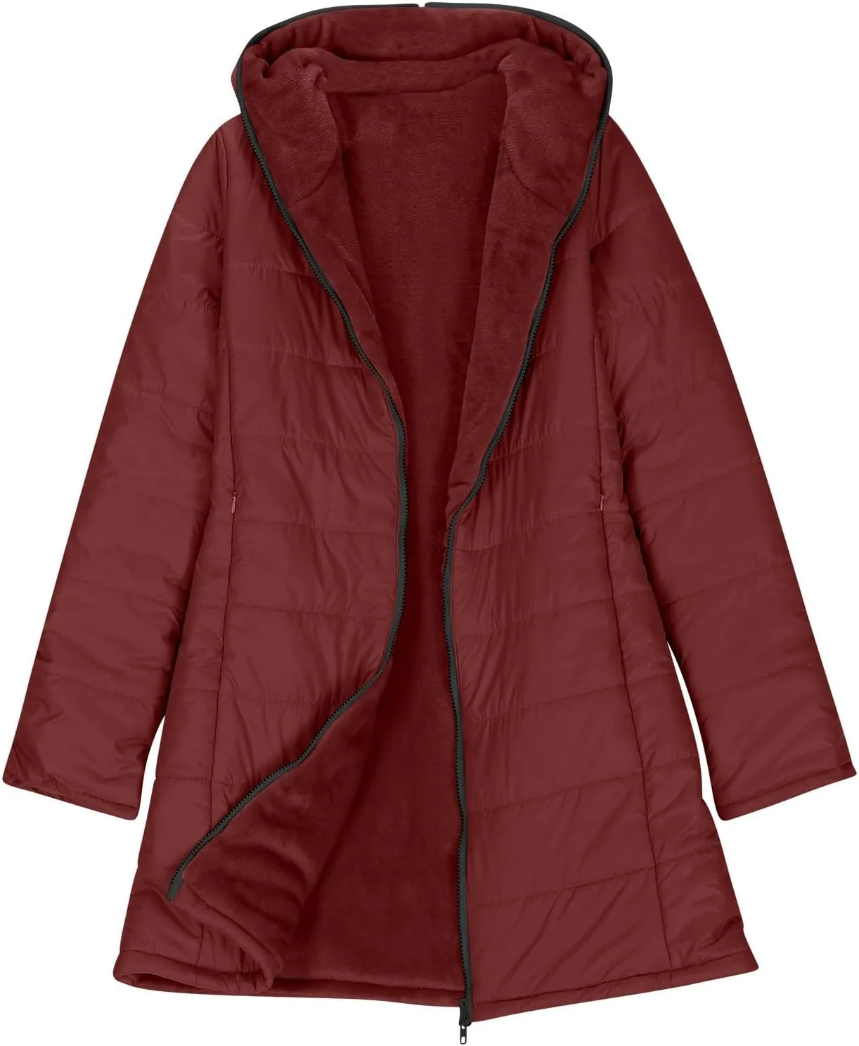 Women's Long Winter Puffer Coat Waterproof Warm Zip Up Down Jacket Faux Fur Hooded Warm Parka Jackets