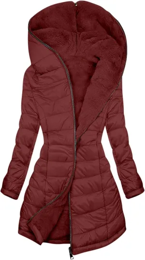 Women's Long Winter Puffer Coat Waterproof Warm Zip Up Down Jacket Faux Fur Hooded Warm Parka Jackets