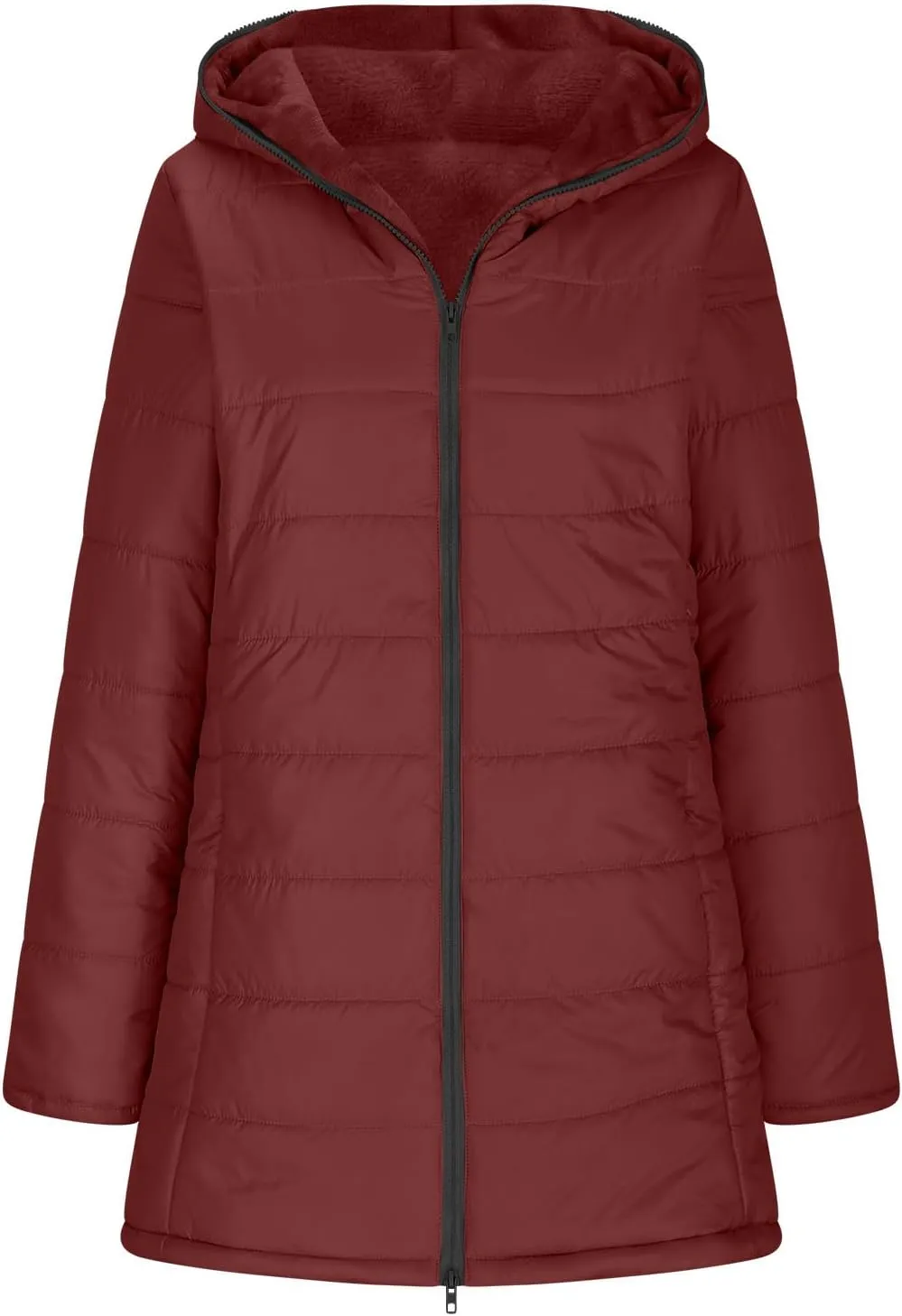 Women's Long Winter Puffer Coat Waterproof Warm Zip Up Down Jacket Faux Fur Hooded Warm Parka Jackets