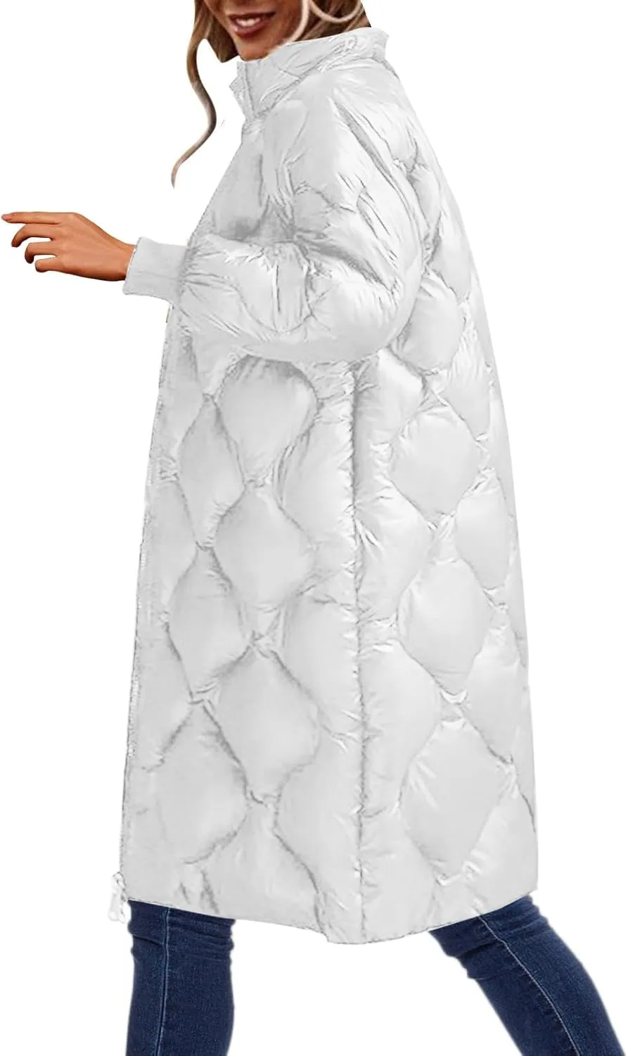 Womens Oversized Hooded Puffer Coat Lightweight Warm Quilted Winter Jacket Long Down Parka for Outdoor Use