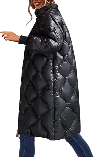 Womens Oversized Hooded Puffer Coat Lightweight Warm Quilted Winter Jacket Long Down Parka for Outdoor Use
