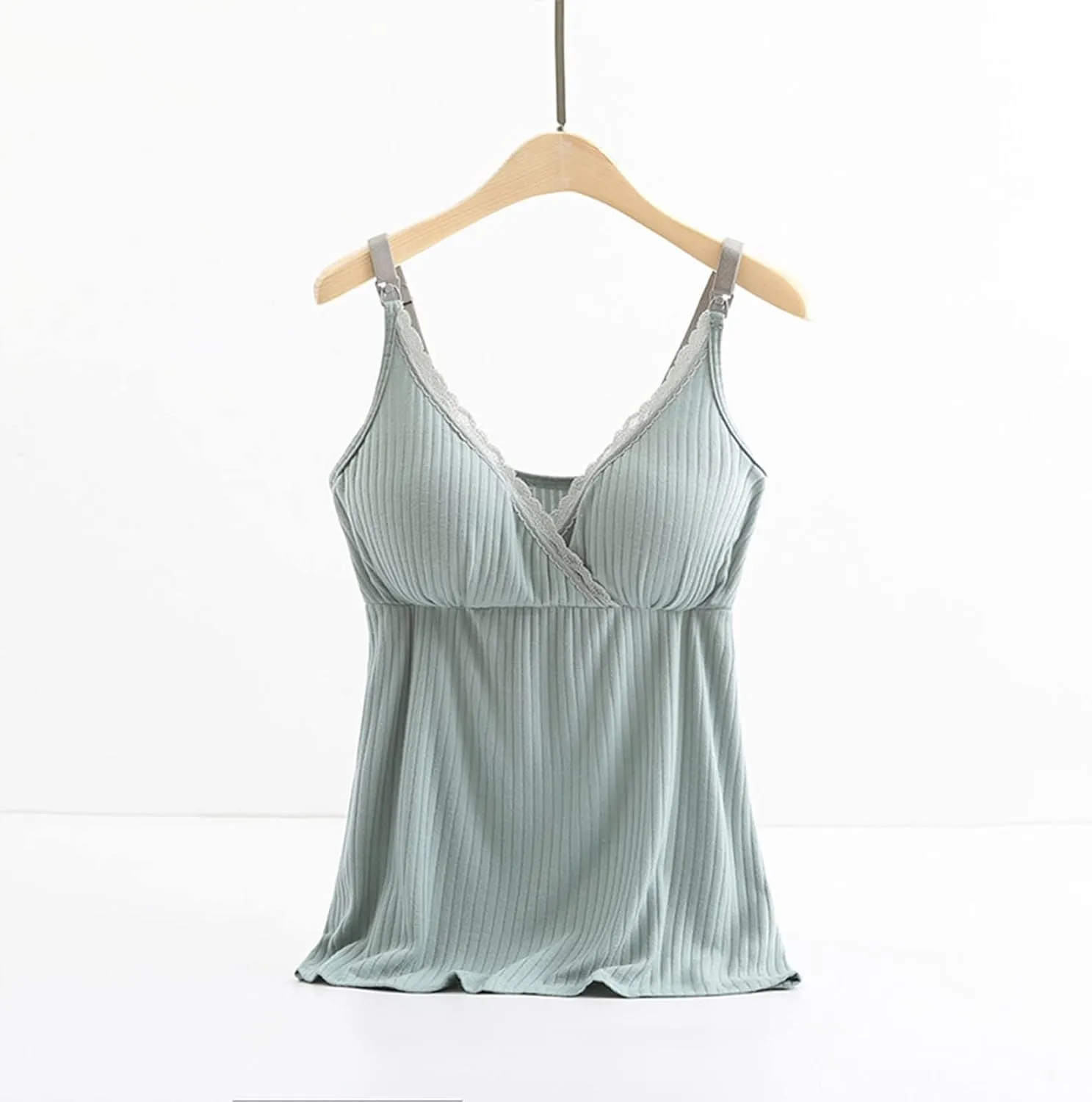 Women's Plus Size Nursing Tank Tops Maternity Breastfeeding with Padded Bra Cami Shirt Sexy Tops for Pregnant Women