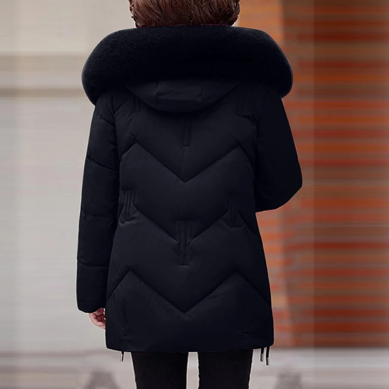 Women's Puffer Jacket Parka Winter Warm Down Coats Quilted Waterproof Thick Outerwear with Fur Hood Fashion Jackets