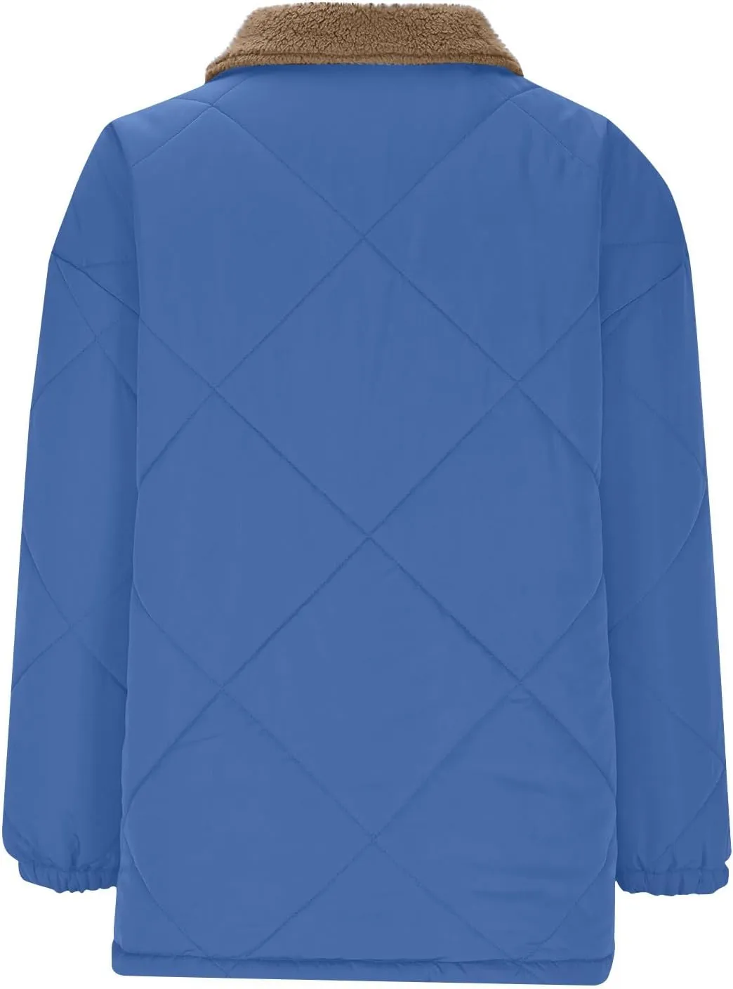 Womens Quilted Lightweight Jackets Button Down Puffer Jacket with Fleece Lapel Winter Coats Padded Down Coats Outwear