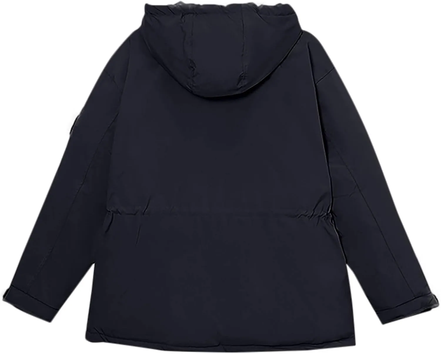Womens Quilted Puffer Jacket with Hood Winter Long Sleeve Down Coat Zipper Parkas Drawstring Outerwear with Pockets