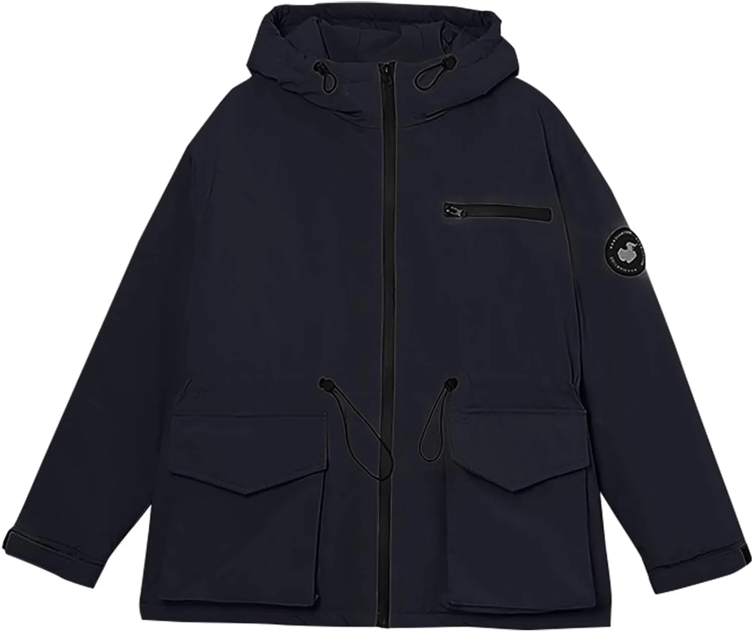 Womens Quilted Puffer Jacket with Hood Winter Long Sleeve Down Coat Zipper Parkas Drawstring Outerwear with Pockets