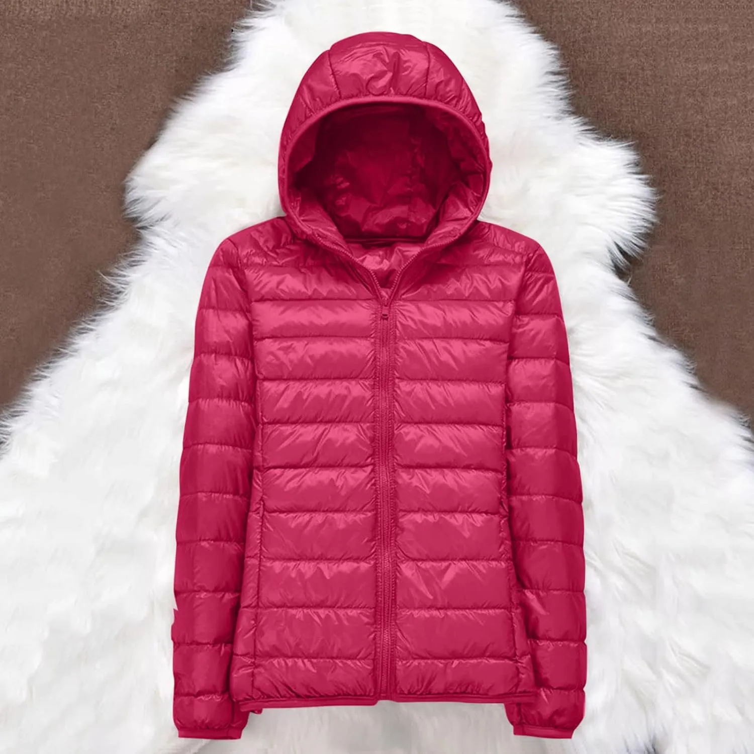 Women's Quilted Winter Coat Warm Lightweight Packable Puffer Jacket with Hood Parka Waterproof Ski Jackets Down Coat