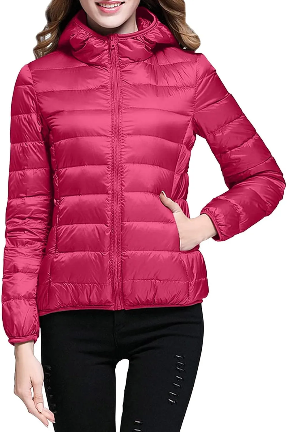 Women's Quilted Winter Coat Warm Lightweight Packable Puffer Jacket with Hood Parka Waterproof Ski Jackets Down Coat