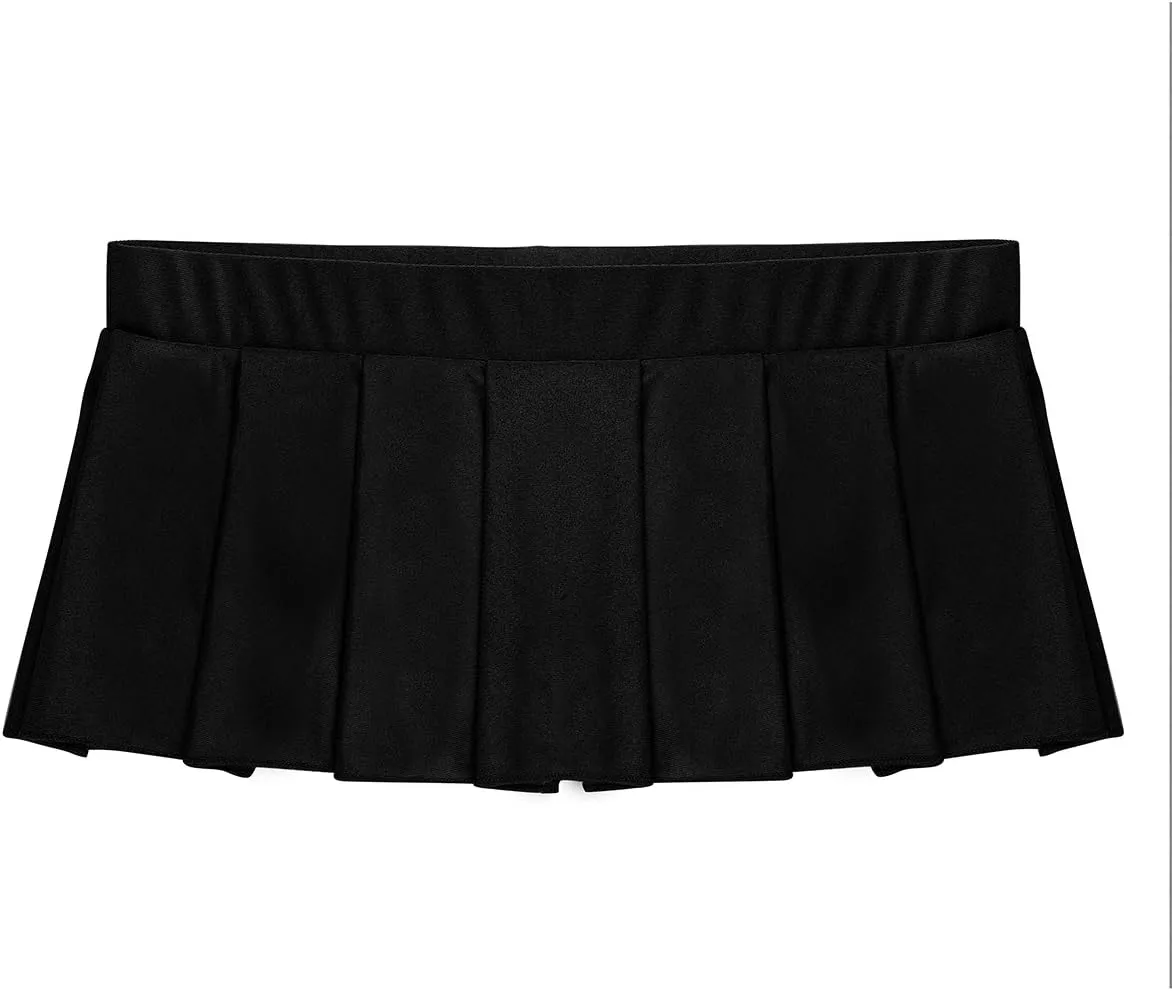 Women's Role Play Pleated Mini Skirt Solid Ruffle Lingerie Skirts Schoolgirl