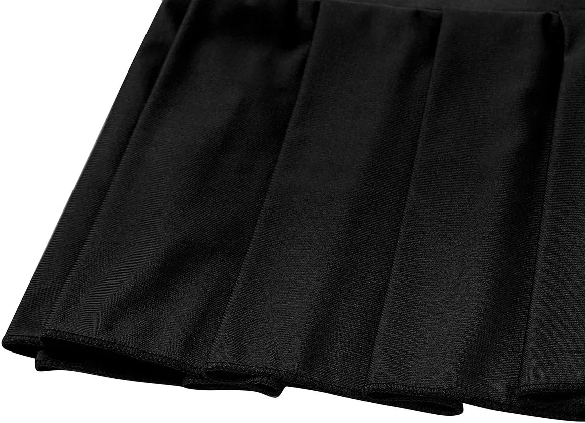 Women's Schoolgirl Role Play Pleated Mini Skirt Cosplay Ruffle Lingerie Dress