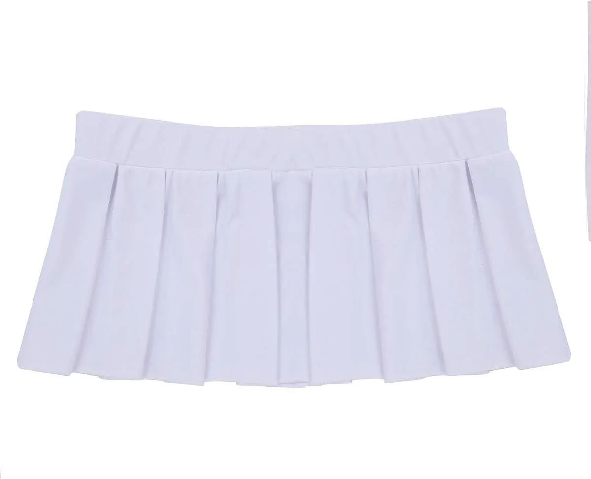Women's Schoolgirl Role Play Pleated Mini Skirt Ruffle Lingerie Dress