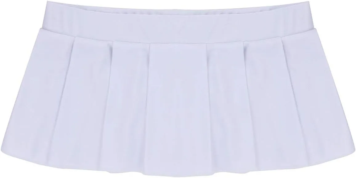 Women's Schoolgirl Role Play Pleated Mini Skirt Ruffle Lingerie Dress