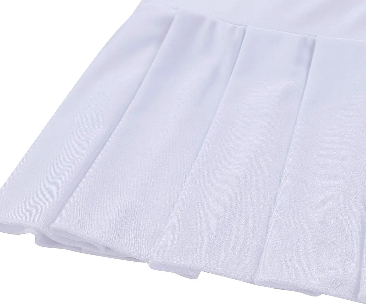 Women's Schoolgirl Role Play Pleated Mini Skirt Ruffle Lingerie Dress
