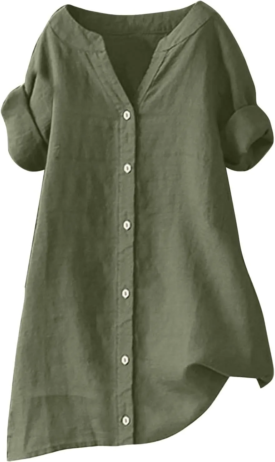 Womens Short Sleeve Cotton Linen Shirts Casual Crewneck Comfy T Shirt Embroidery Loose Fit Summer Tee Shirts