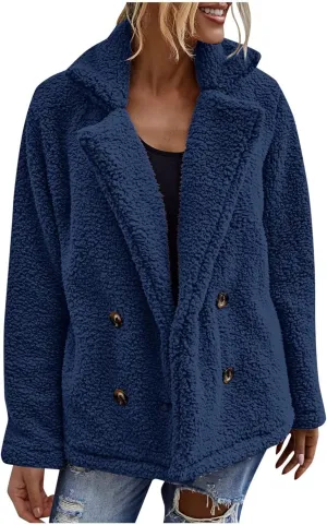 Women's Solid Color Winter Buttoned Jacket With Pockets Casual Style plus Size Transparent Coat
