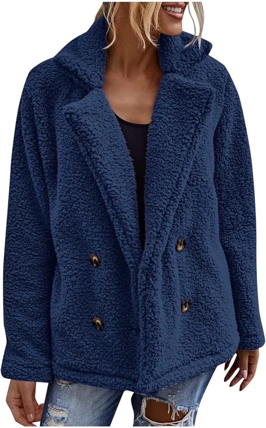 Women's Solid Color Winter Buttoned Jacket With Pockets Casual Style plus Size Transparent Coat
