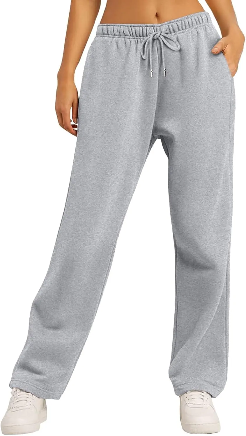 Womens Sweatpants Comfy Bottoms Thermal Loose Fit Joggers Preppy Yoga Fleece with Pockets Pants Trousers