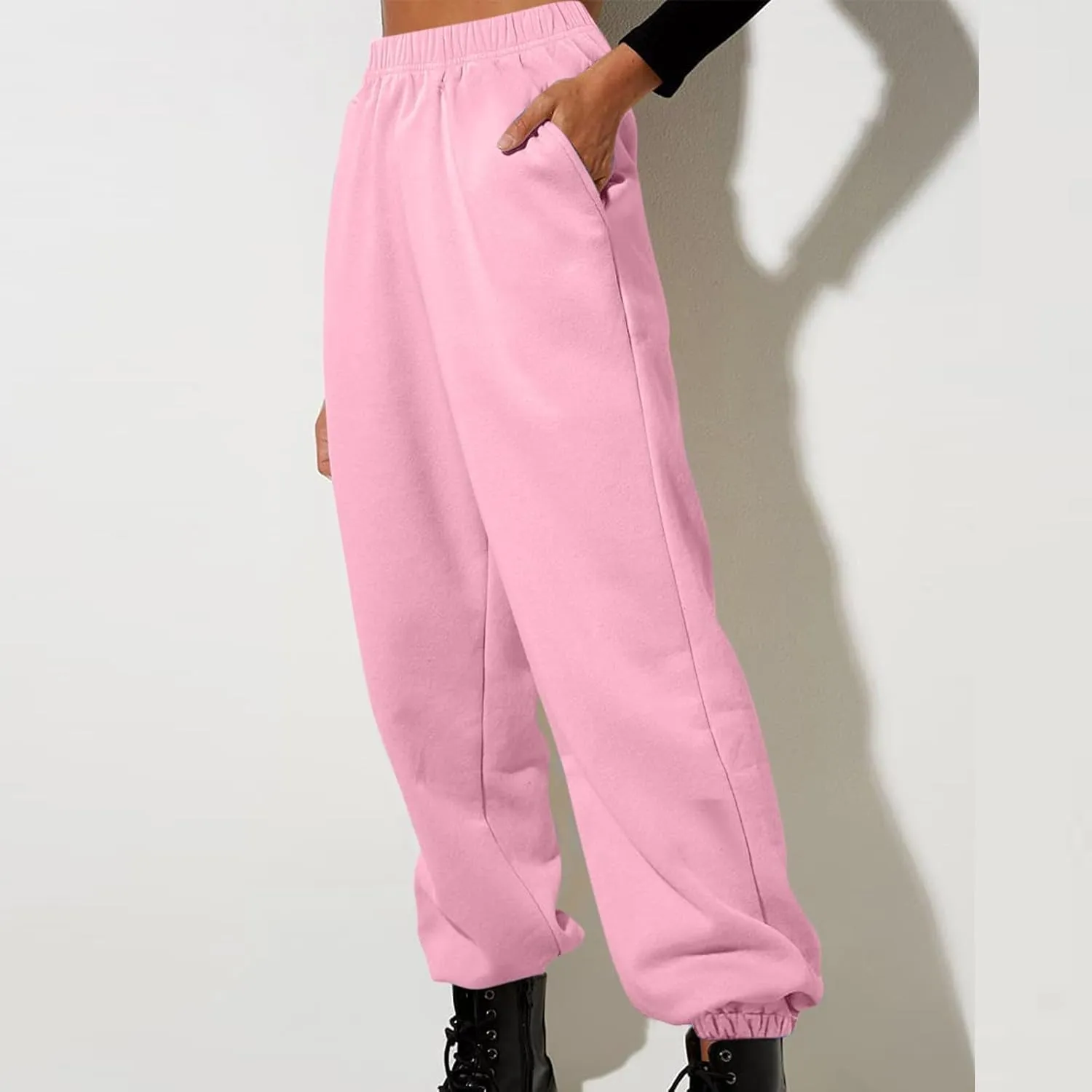 Womens Sweatpants Hiking Bottoms Joggers Lounge Drawstring Straight Leg High Waisted Basics Pants Trousers