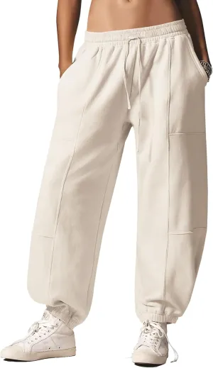 Women’s Sweatpants Joggers with Pockets Baggy Cinch Bottom Sweatpant Loose Mid Rise Casual Workout Active Lounge Sweat Pant