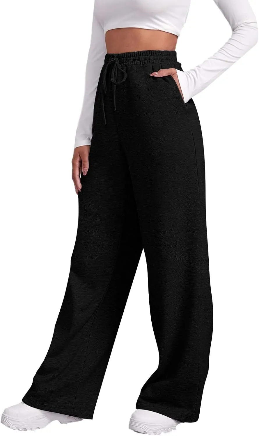 Womens Sweatpants Plus Size Bottoms Joggers Stretch Drawstring Preppy Straight Leg Basics Pants Trousers
