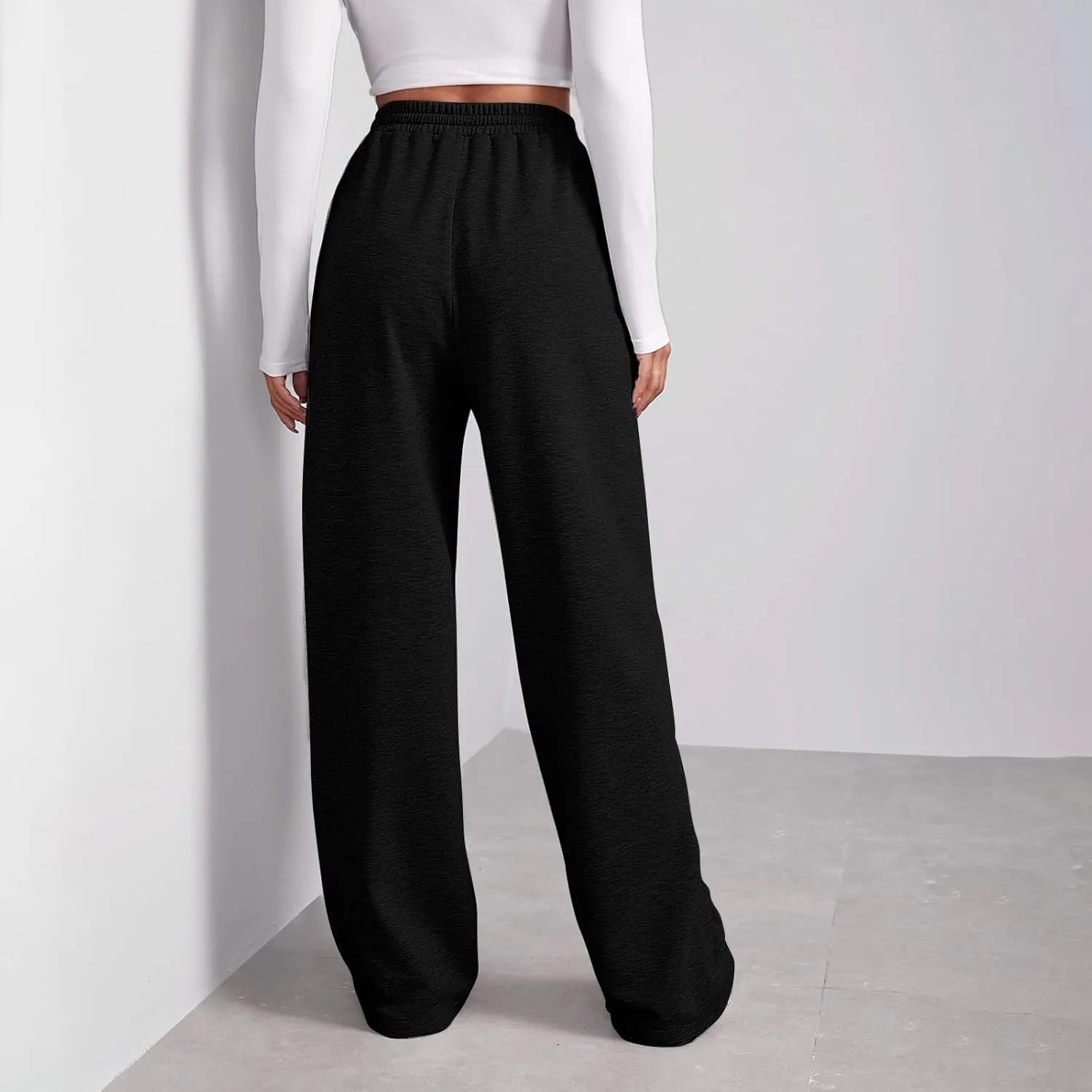 Womens Sweatpants Plus Size Bottoms Joggers Stretch Drawstring Preppy Straight Leg Basics Pants Trousers
