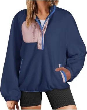 Womens Sweatshirts with Pockets Half Zip Cropped Pullover Fleece Quarter Zipper Hoodies Fall outfits Clothes Trendy