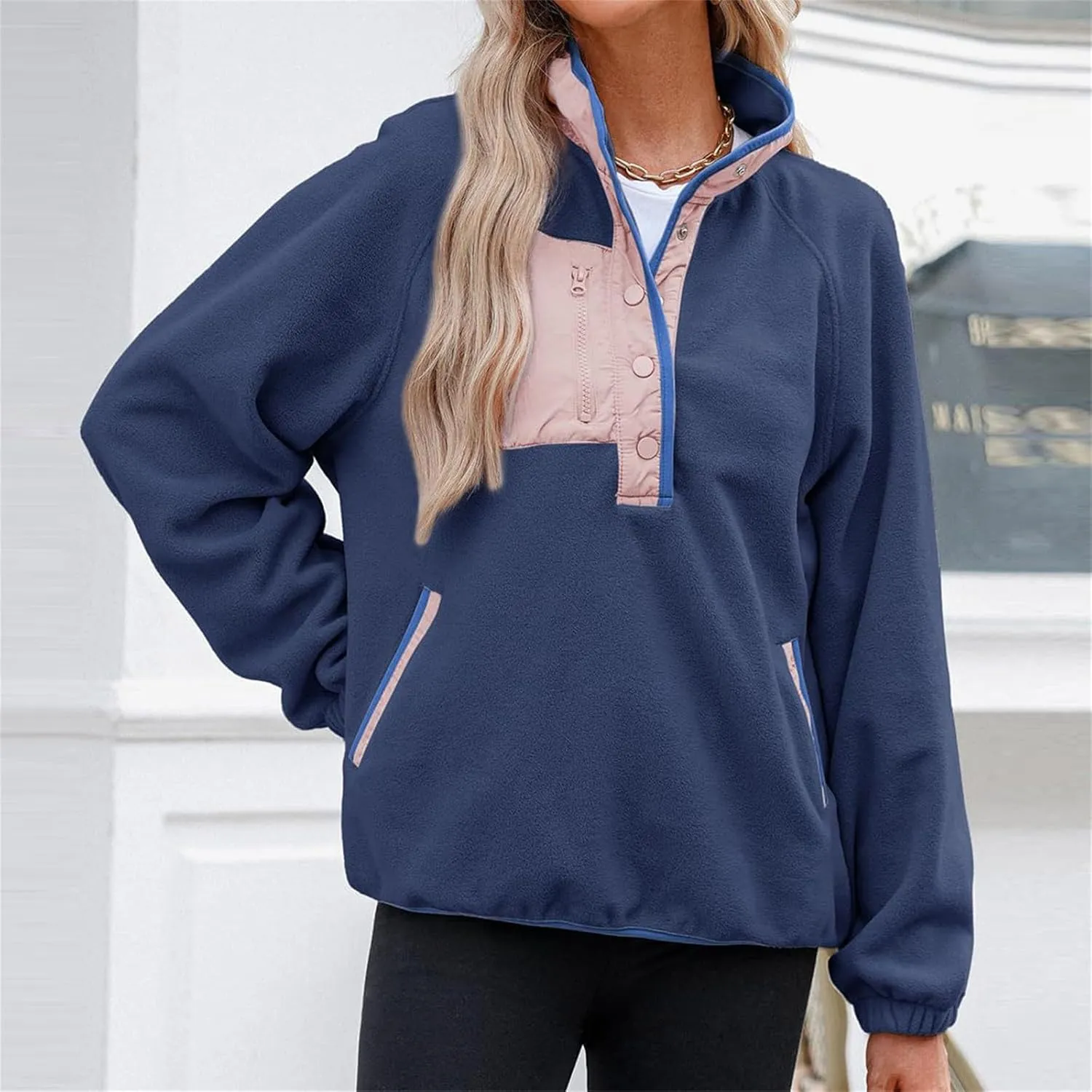 Womens Sweatshirts with Pockets Half Zip Cropped Pullover Fleece Quarter Zipper Hoodies Fall outfits Clothes Trendy