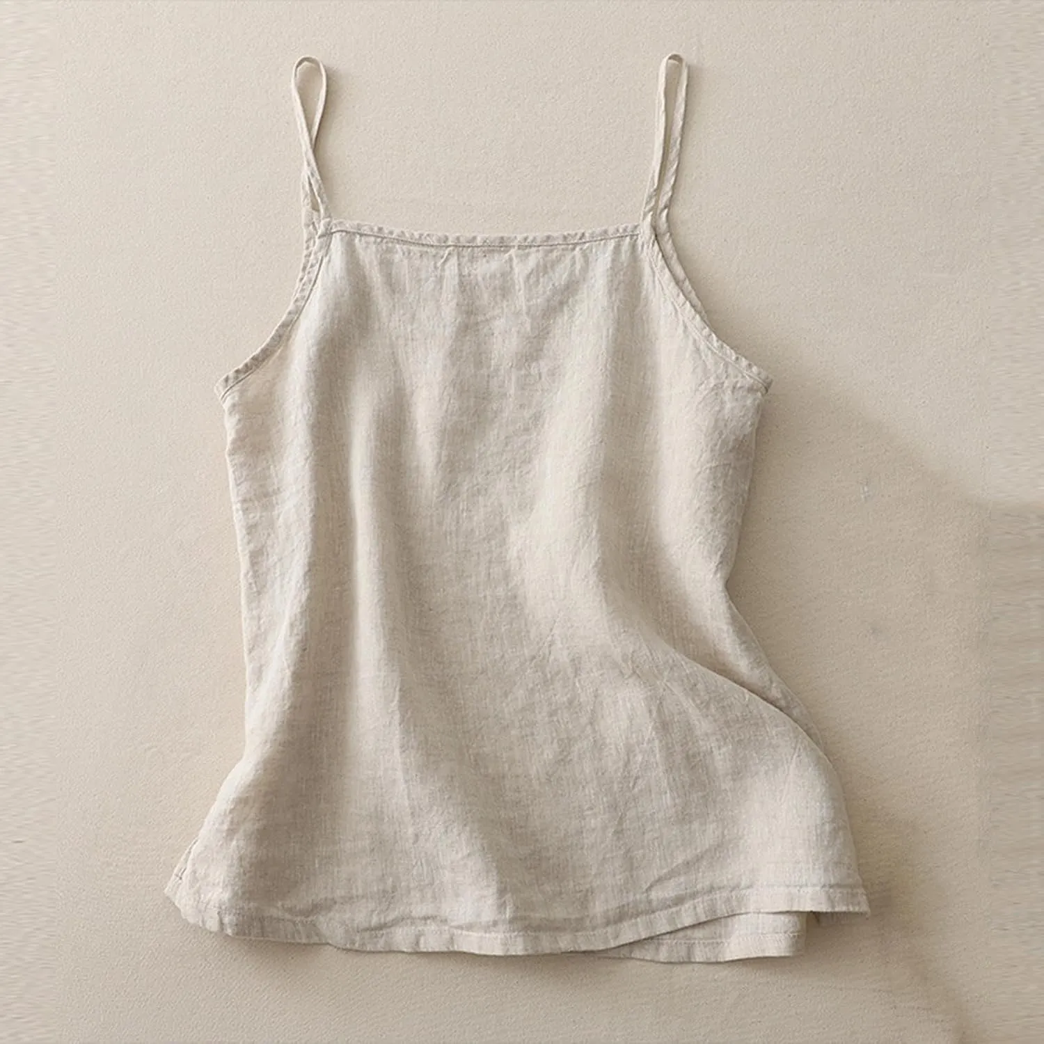 Womens Tank Tops Linen Causal V-Neck Sleeveless Fashion Camisole Tops Summer Loose Fit Spaghetti Strap Cami Shirts