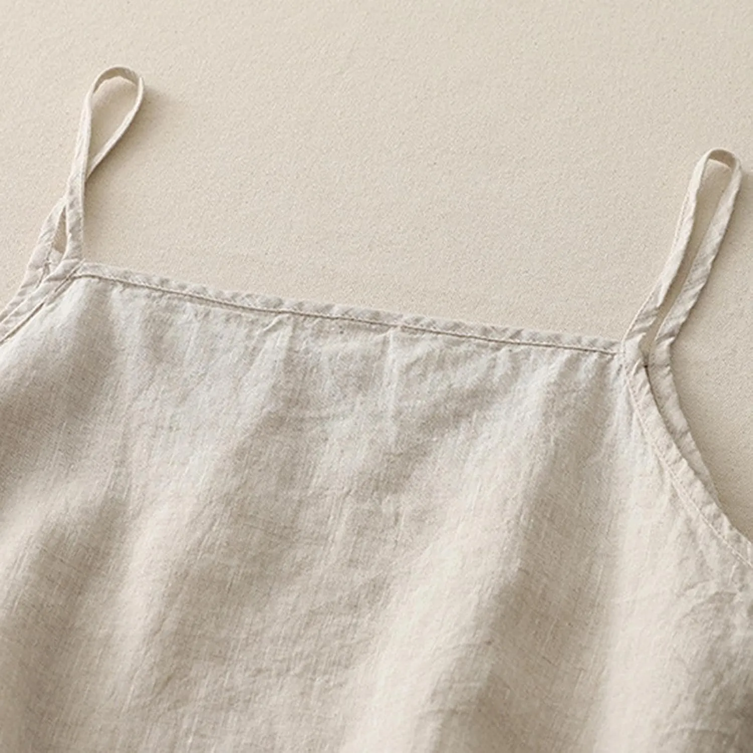 Womens Tank Tops Linen Causal V-Neck Sleeveless Fashion Camisole Tops Summer Loose Fit Spaghetti Strap Cami Shirts