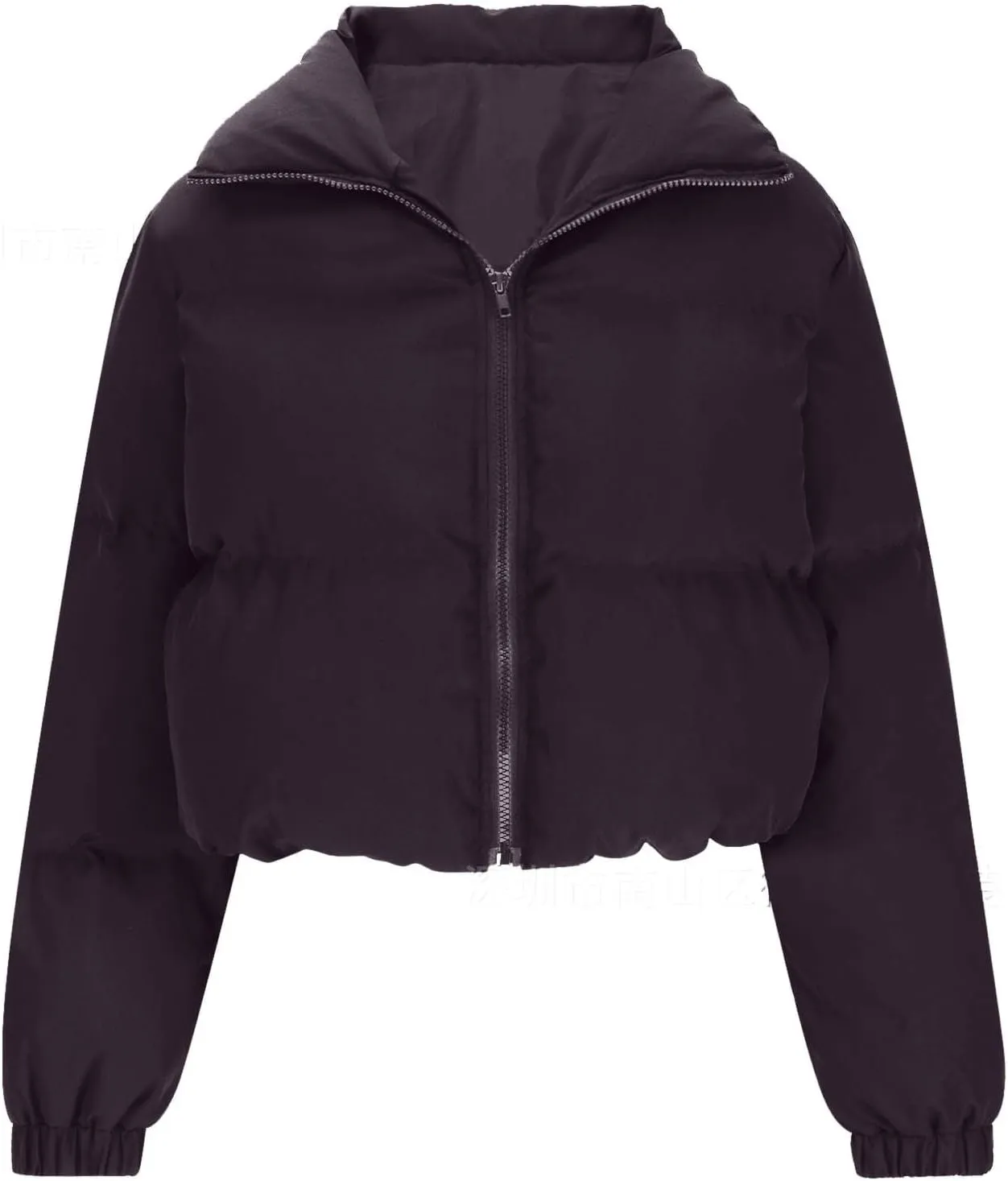 Womens Thick Winter Cropped Quilted Puffer Coat Long Sleeve Zipper Down Coat Warm Oversized Cozy Overcoat Daily Outfits